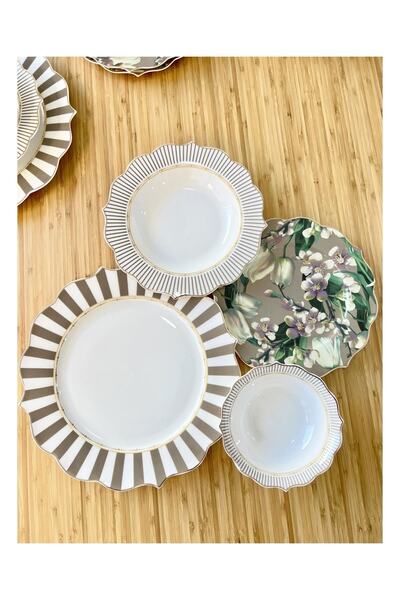 Pink&More Bone China Lüx Porselen 24 Parça Yemek Takımı Seriy