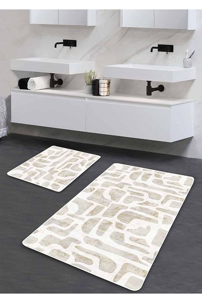 Pilloveland Covoraș de baie lavabil cu bază anti-alunecare din 2 piese - model de marmură 60*100 cm - 50*60 cm