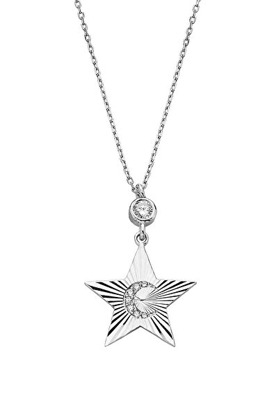 Argentum Concept 925 Ayar Gümüş Ay Motifli Zirkon Taşlı Yıldız Kolye - 23181701