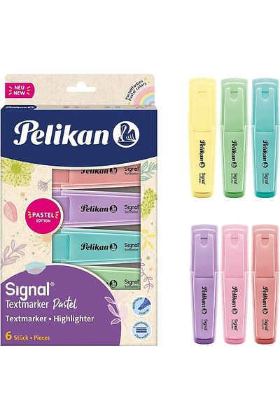 Pelikan Signal Pastel Highlighter, Water Based, Washable, 6 colors