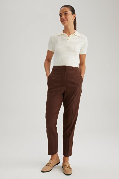 DeFacto High Waist Pocket Slim Fit Straight Trousers - A5197Ax23Wn