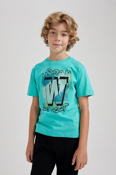 DeFacto Boy's Crew Neck Printed Short Sleeve T-Shirt A9595a823hs