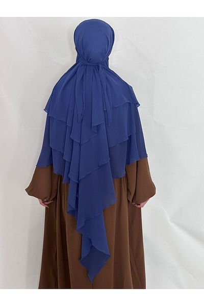 R&S modibone 3 στρώσεις multi sifon σουφλέ khimar pecket έτοιμο μεγάλο κασκόλ indigo blue