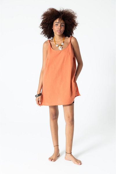 RUBYSTARS Dried Rose Twist Thin Strap Linen Look 100% Cotton Loose Tunic