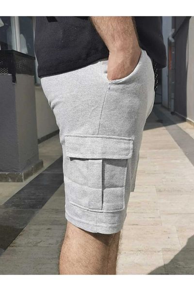 LUX Unisex γκρι Cargo σορτς με τσέπες Άνετα ρούχα