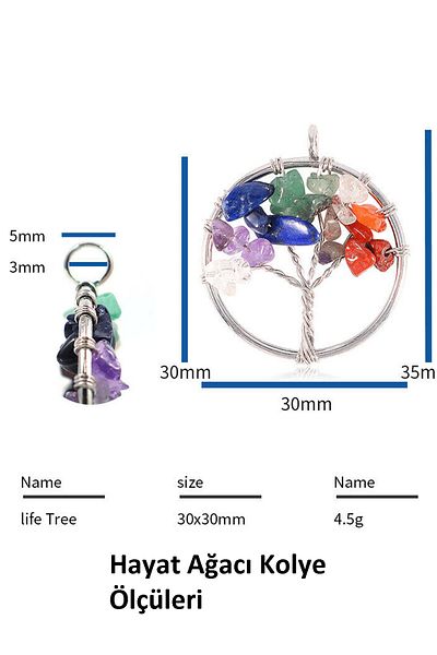 Tesbih Atölyesi Certified Natural Amethyst Stone Tree of Life Necklace
