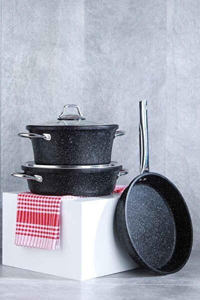 ACAR Eda 5 Parça Döküm Tencere Seti - Siyah