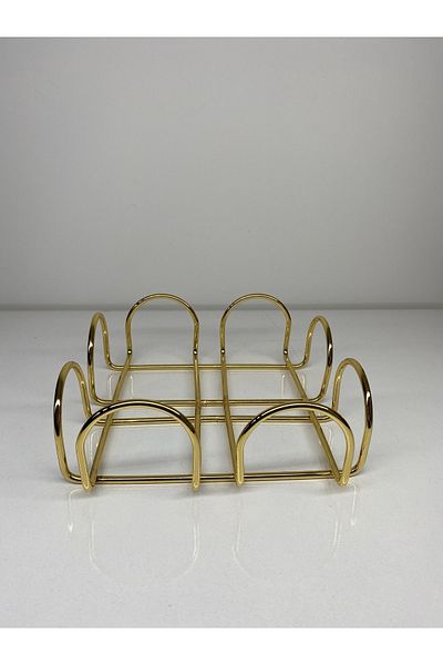 asellus Gold Stylish Organizer for Large Size Napkins: 20x20 Cm Napkin Holder