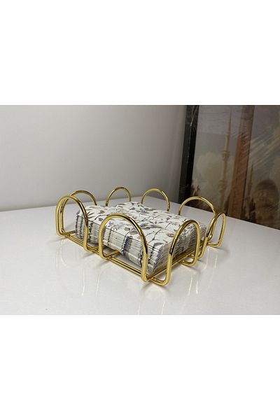 asellus Gold Stylish Organizer for Large Size Napkins: 20x20 Cm Napkin Holder