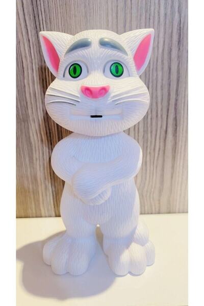 Genel Markalar Tom Kedi Konuşan Ses Kaydeden Oyuncak S 20 Cm Beyaz