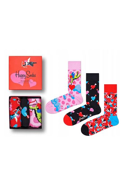 Happy Socks 3-pack socks CAT with gift box in black/ pink/ orange