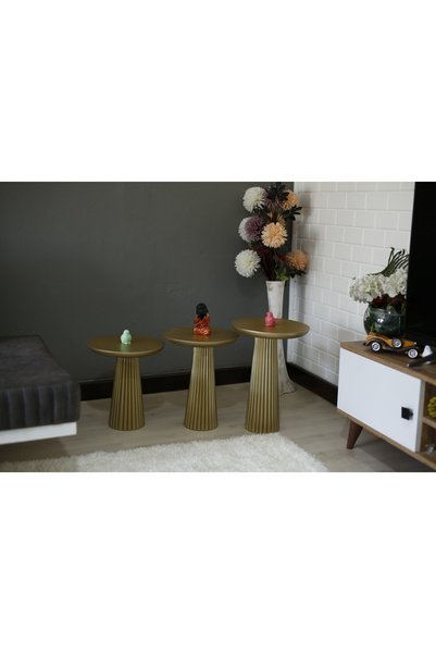 Simillo Home&Living Çizgili Konik Varak Mantar Sehpa