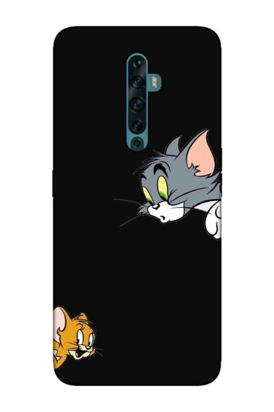 frondcase Oppo Reno2 Z Tom ve Jerry Siyah Telefon Kılıfı