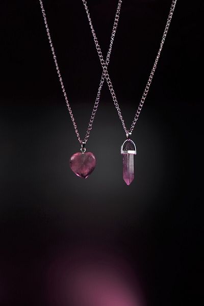 DOODLE Heart-nail Amethyst Natural Stone Necklace for Valentines, Lovers and Couples