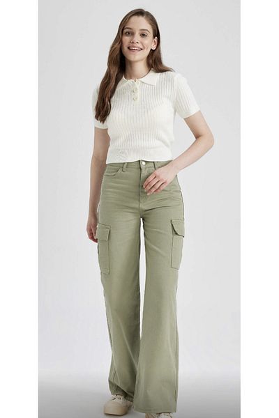 DeFacto Women's Polo Neck Knitwear Sweater