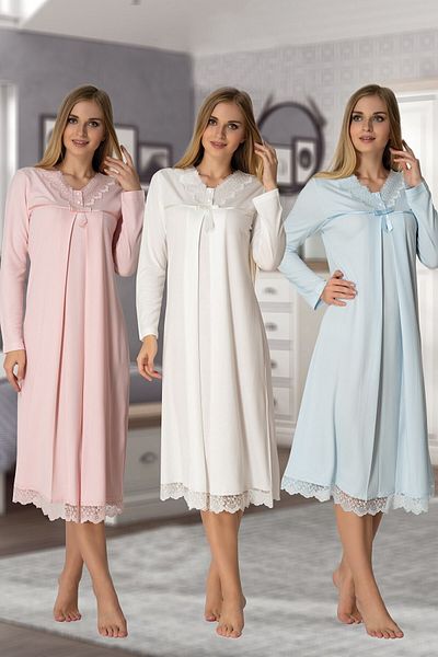 BLACKMORE Effort Ecru Lace Skirt Long Sleeve Maternity Nightie