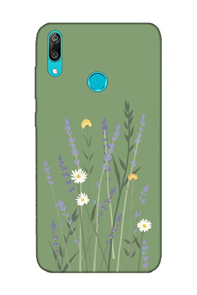 frondcase Huawei Y7 2019 Lavanta Yeşil Telefon Kılıfı