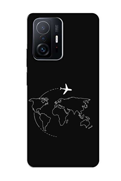 frondcase حافظة لهاتف Xiaomi Mi 11T Map Airplane باللون الأسود