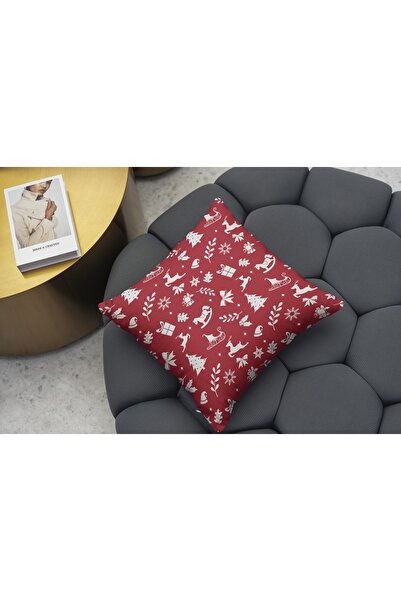 RUGSMODERN Husă de pernă cu tematică de Anul Nou 903, roșu și alb