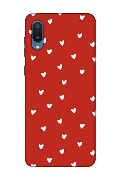 frondcase Samsung A02 Minik Kalpler Kırmızı Telefon Kılıfı