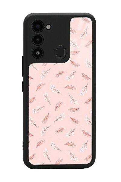 Spoyi Tecno Spark 8c Pudra Yapraklı Tasarımlı Glossy Telefon Kılıfı