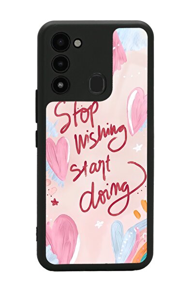 Spoyi Tecno Spark 8c Pembe Motto Tasarımlı Glossy Telefon Kılıfı