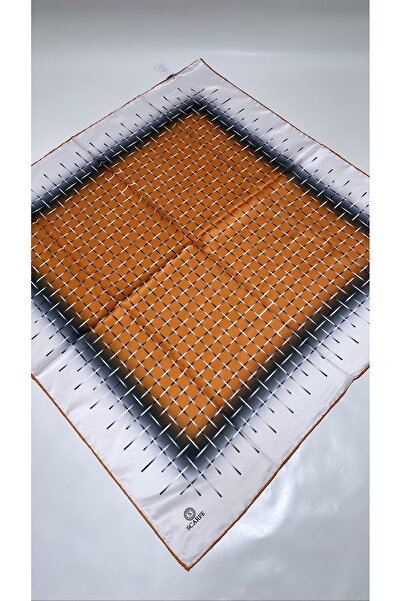 Onur New Silk Pattern Matte Rayon Scarf - 90x90 Summer Colors ( Orange )