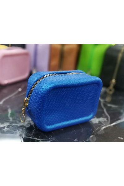 CEPHOME Geantă mică de machiaj din silicon de calitate - Albastru de lux parfumat
