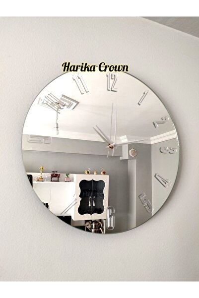 harika crown GERÇEK AYNALI DEKORATİF DUVAR SAATİ (50 CM)