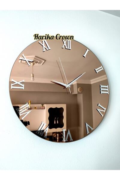 harika crown GERÇEK AYNALI DEKORATİF DUVAR SAATİ (50 CM)