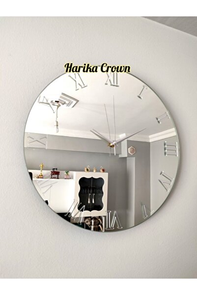 harika crown Gerçek Aynalı Dekoratif Duvar Saati 50 cm