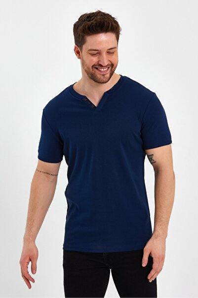 UOMOPARK Μπλουζάκι με κοντό μανίκι 2124 με κουμπιά