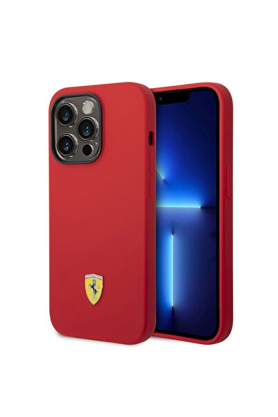 Ferrari Iphone 14 Pro Max Uyumlu Orjinal Lisanslı Kılıf Magsafe Şarj Metal Logo Dizayn Kapak