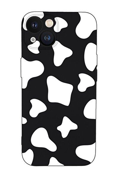 mooodcase Iphone 13 Uyumlu Inek Desenli Kamera Lens Korumalı Darbe Emici Silikonlu Lansman Kılıf