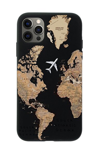 mooodcase Iphone 12 Pro Max Dünya Harita Desenli Premium Silikonlu Telefon Kılıfı