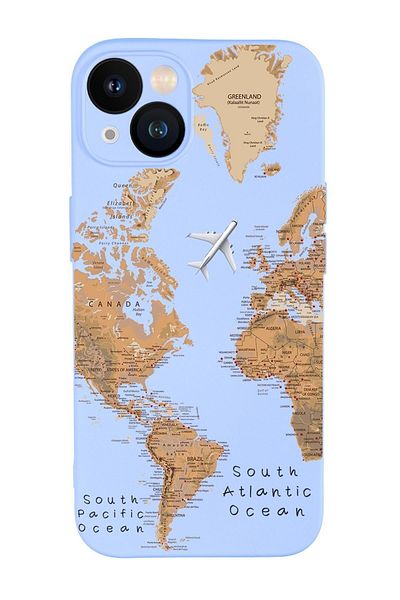 mooodcase حافظة إطلاق من السيليكون ممتصة للصدمات ومتوافقة مع هاتف Iphone 13 مع عدسة كاميرا بنمط خريطة العالم