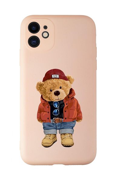 mooodcase حافظة إطلاق متوافقة مع هاتف Iphone 11 مع حماية للكاميرا بنمط الدبدوب من السيليكون الفاخر Mc90