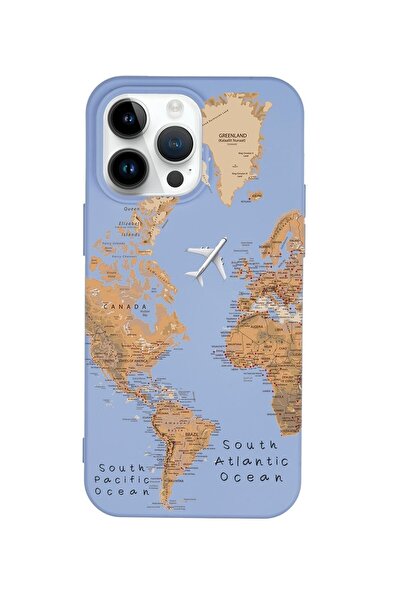 mooodcase Iphone 14 Pro Max Uyumlu Dünya Harita Desenli Premium Silikonlu Lansman Telefon Kılıfı