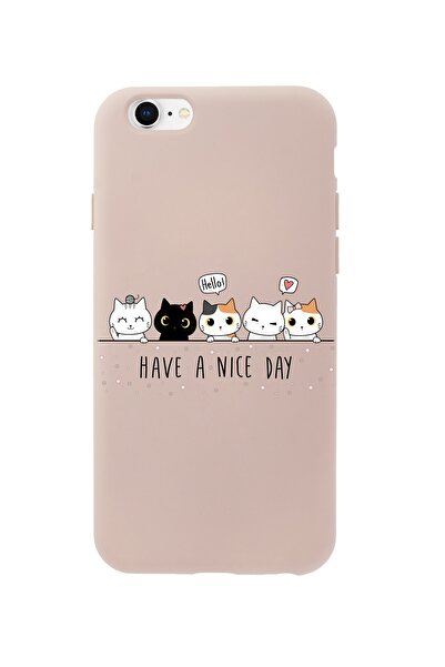 mooodcase Iphone 6 Plus Şirin Kedicikler Premium Pembe Lansman Silikonlu Kılıf