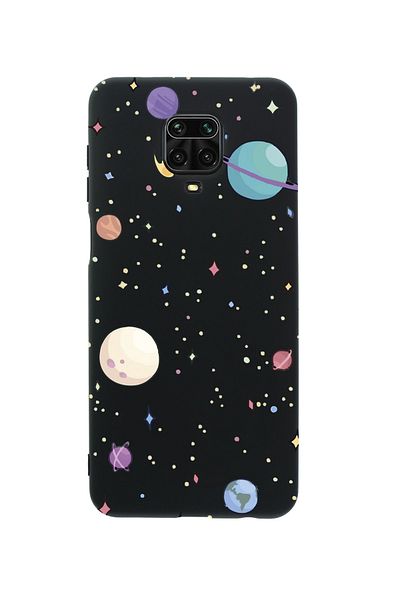 mooodcase حافظة هاتف Xiaomi Redmi Note 9 Pro من السيليكون الفاخر باللون الأسود مع نمط الكواكب