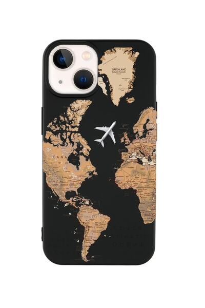 mooodcase Iphone 14 Plus Uyumlu Dünya Harita Desenli Premium Silikonlu Lansman Telefon Kılıfı