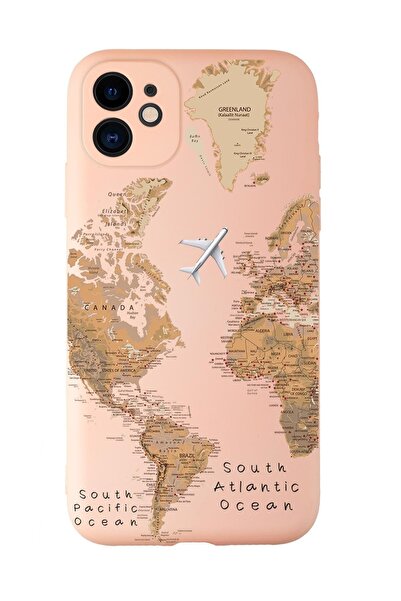 mooodcase Iphone 11 Uyumlu Dünya Harita Desenli Kamera Korumalı Lansman Kılıf Premium Silikonlu
