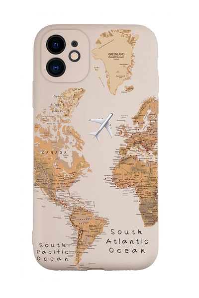 mooodcase حافظة إطلاق متوافقة مع هاتف Iphone 11 مع نمط خريطة العالم مع حماية للكاميرا من السيليكون الفاخر