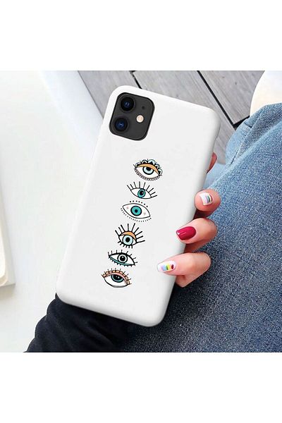 mooodcase تصميم العين لغطاء هاتف آيفون 11 باللون الأبيض