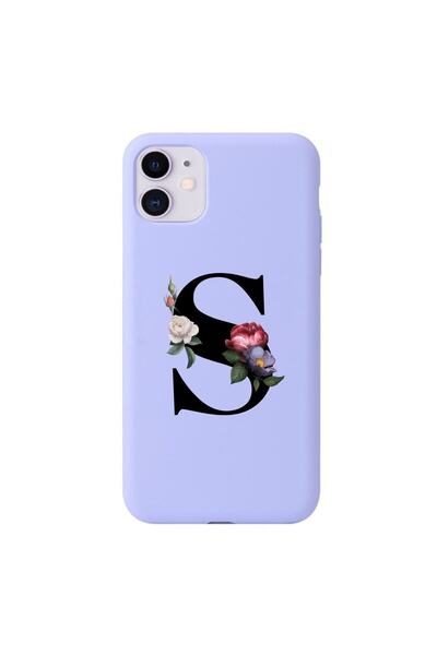 mooodcase Iphone 11 Siyah Çiçekli S Harfli Telefon Kılıfı