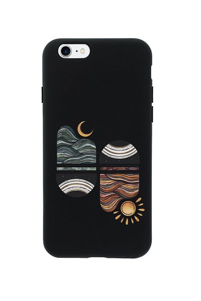 mooodcase حافظة هاتف آيفون Se Sunset Wave من السيليكون الفاخر باللون الأسود متوافقة مع الهاتف
