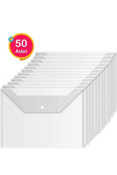 Noki Transparent Document Envelopes with Snap Fasteners 50 Pieces