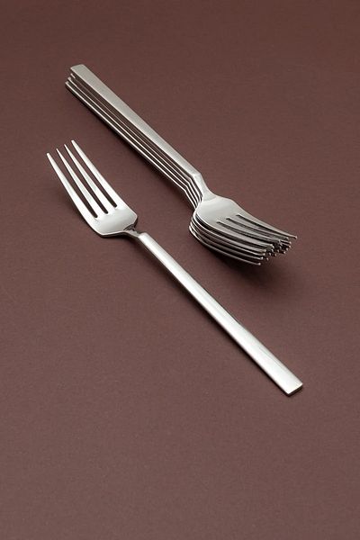 HAZARPAZAR 6 Pieces Natural Flat Model Cutlery Set for 6 Persons