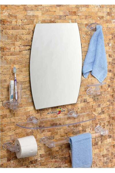M3DECORİUM Çoklu 7 Parça 50x40cm Büyük Otel Banyo Cafe WC Tuvalet Ayna Seti