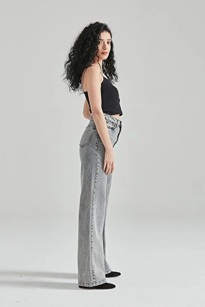 Livik Queen Power Lycra Women's High Waist Wide Leg Denim Jeans